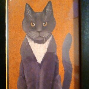 Vintage Cat Painting